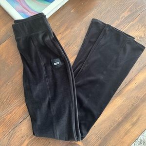Alo yoga black velour flared leggings Pants